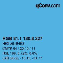 カラーコード: RGB 81.1 180.8 227 | qconv.com