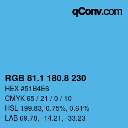 Color code: RGB 81.1 180.8 230 | qconv.com