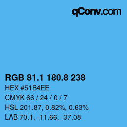 カラーコード: RGB 81.1 180.8 238 | qconv.com