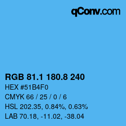 Color code: RGB 81.1 180.8 240 | qconv.com