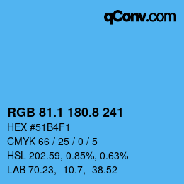 カラーコード: RGB 81.1 180.8 241 | qconv.com