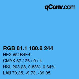 Color code: RGB 81.1 180.8 244 | qconv.com