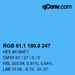 Farbcode: RGB 81.1 180.8 247 | qconv.com
