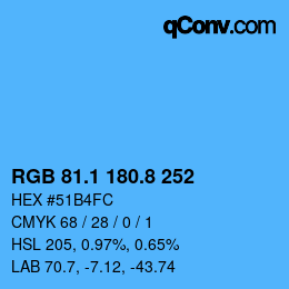 カラーコード: RGB 81.1 180.8 252 | qconv.com