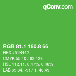 カラーコード: RGB 81.1 180.8 66 | qconv.com