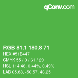 カラーコード: RGB 81.1 180.8 71 | qconv.com