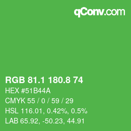 カラーコード: RGB 81.1 180.8 74 | qconv.com