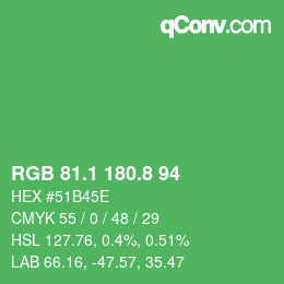 カラーコード: RGB 81.1 180.8 94 | qconv.com