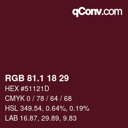 Color code: RGB 81.1 18 29 | qconv.com