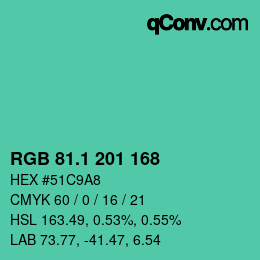 カラーコード: RGB 81.1 201 168 | qconv.com
