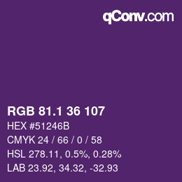 カラーコード: RGB 81.1 36 107 | qconv.com