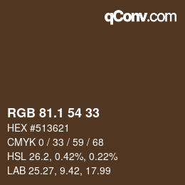 Color code: RGB 81.1 54 33 | qconv.com