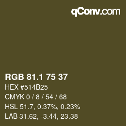 Color code: RGB 81.1 75 37 | qconv.com