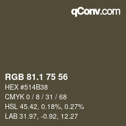 カラーコード: RGB 81.1 75 56 | qconv.com