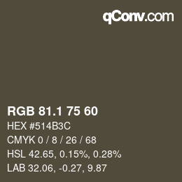 カラーコード: RGB 81.1 75 60 | qconv.com