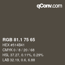 Color code: RGB 81.1 75 65 | qconv.com