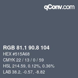 カラーコード: RGB 81.1 90.8 104 | qconv.com
