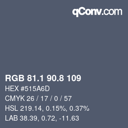 カラーコード: RGB 81.1 90.8 109 | qconv.com