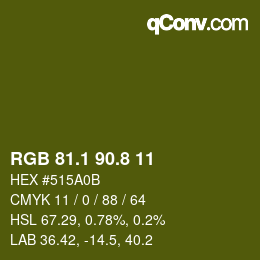 カラーコード: RGB 81.1 90.8 11 | qconv.com