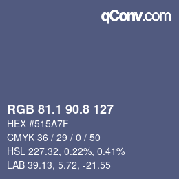 Farbcode: RGB 81.1 90.8 127 | qconv.com