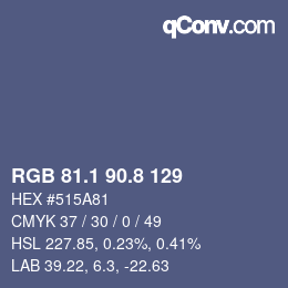 カラーコード: RGB 81.1 90.8 129 | qconv.com