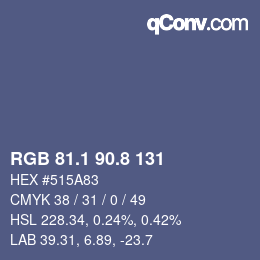 カラーコード: RGB 81.1 90.8 131 | qconv.com