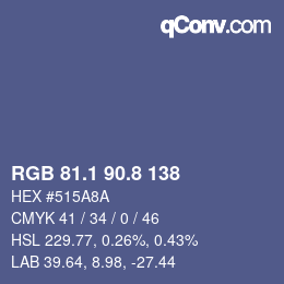 カラーコード: RGB 81.1 90.8 138 | qconv.com