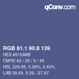 Color code: RGB 81.1 90.8 139 | qconv.com