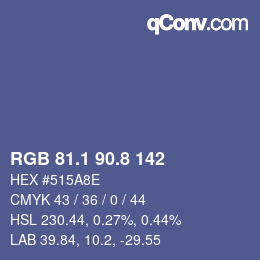 カラーコード: RGB 81.1 90.8 142 | qconv.com