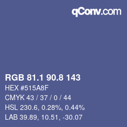 カラーコード: RGB 81.1 90.8 143 | qconv.com