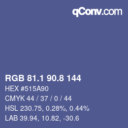 Color code: RGB 81.1 90.8 144 | qconv.com