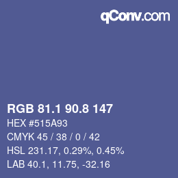 カラーコード: RGB 81.1 90.8 147 | qconv.com