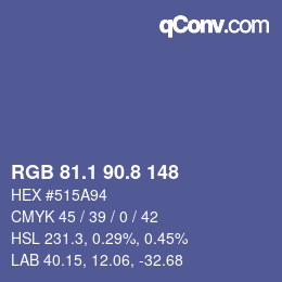 カラーコード: RGB 81.1 90.8 148 | qconv.com