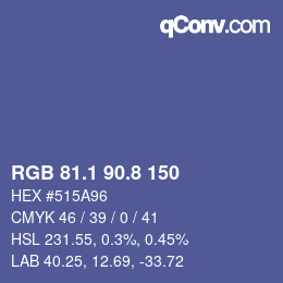 Color code: RGB 81.1 90.8 150 | qconv.com
