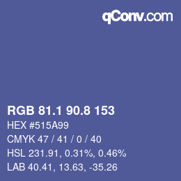 カラーコード: RGB 81.1 90.8 153 | qconv.com
