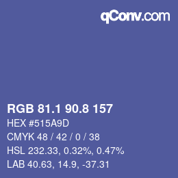 カラーコード: RGB 81.1 90.8 157 | qconv.com