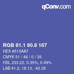 カラーコード: RGB 81.1 90.8 167 | qconv.com