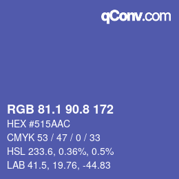 カラーコード: RGB 81.1 90.8 172 | qconv.com