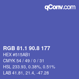カラーコード: RGB 81.1 90.8 177 | qconv.com