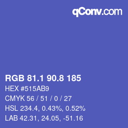 カラーコード: RGB 81.1 90.8 185 | qconv.com
