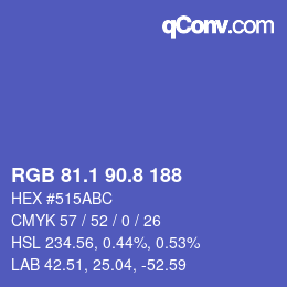 カラーコード: RGB 81.1 90.8 188 | qconv.com