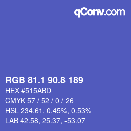 カラーコード: RGB 81.1 90.8 189 | qconv.com