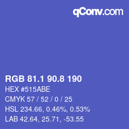 カラーコード: RGB 81.1 90.8 190 | qconv.com