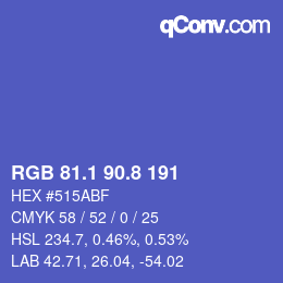 カラーコード: RGB 81.1 90.8 191 | qconv.com