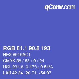 カラーコード: RGB 81.1 90.8 193 | qconv.com