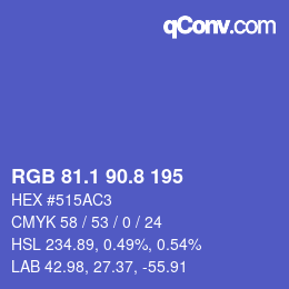 カラーコード: RGB 81.1 90.8 195 | qconv.com