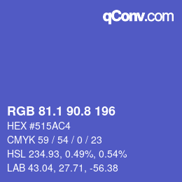 カラーコード: RGB 81.1 90.8 196 | qconv.com
