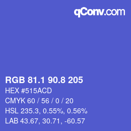 カラーコード: RGB 81.1 90.8 205 | qconv.com