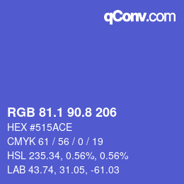 カラーコード: RGB 81.1 90.8 206 | qconv.com