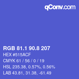 カラーコード: RGB 81.1 90.8 207 | qconv.com